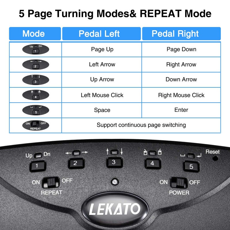LEKATO Wireless Bluetooth Page Turner Pedal Ipad Foot Pedal Rechargeable Music Page Turner Page Turner Pedal Silent Page Turner Pedal Wireless Page Turner Pedal for Phone and Tablets Page Turning - Image 3